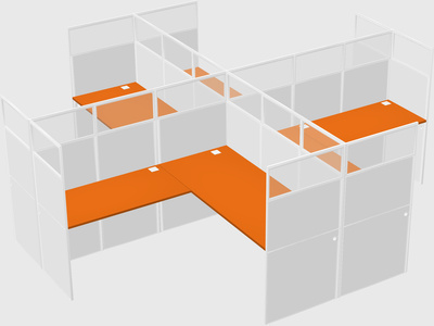 Shared l-shaped cubicles