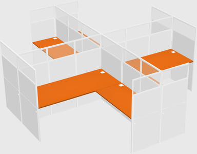Shared l-shaped cubicles