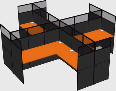 Shared l-shaped cubicles