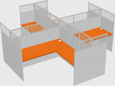 Shared l-shaped cubicles