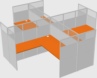 Shared l-shaped cubicles
