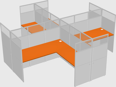 Shared l-shaped cubicles