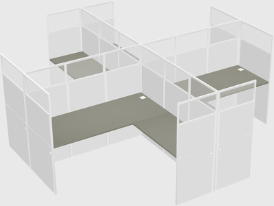 Shared l-shaped cubicles
