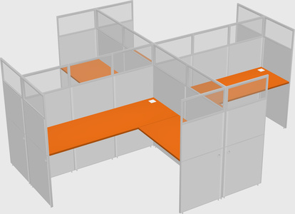 Shared l-shaped cubicles