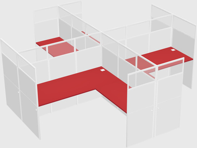 Shared l-shaped cubicles
