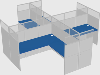 Shared l-shaped cubicles