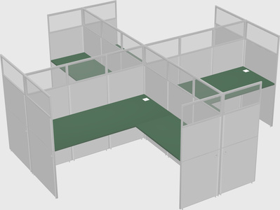 Shared l-shaped cubicles
