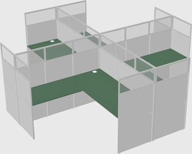Shared l-shaped cubicles