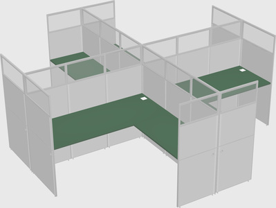 Shared l-shaped cubicles