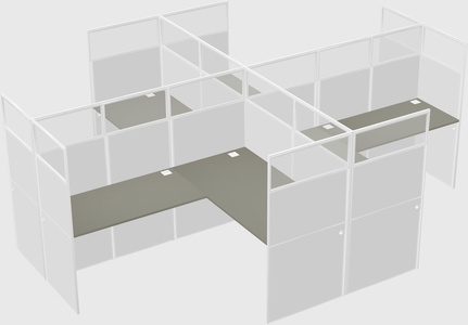 Shared l-shaped cubicles