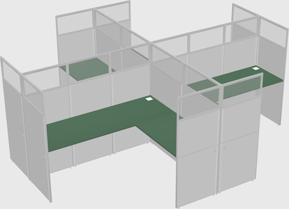 Shared l-shaped cubicles