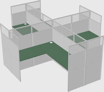 Shared l-shaped cubicles