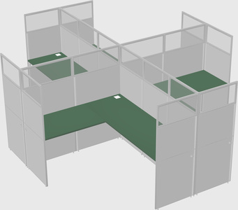 Shared l-shaped cubicles