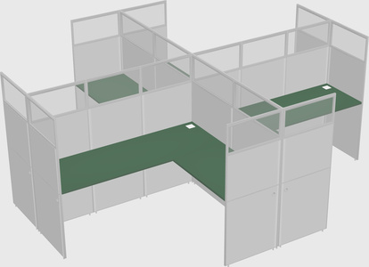 Shared l-shaped cubicles