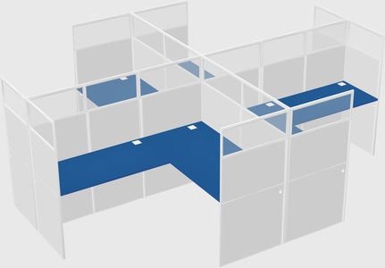 Shared l-shaped cubicles
