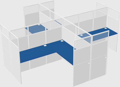 Shared l-shaped cubicles