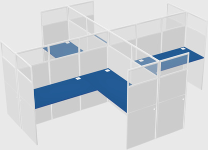 Shared l-shaped cubicles