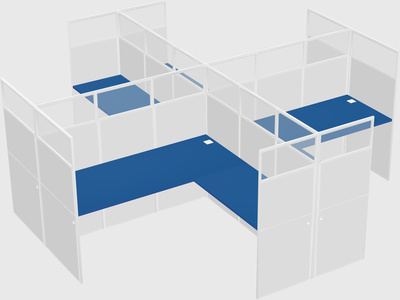 Shared l-shaped cubicles