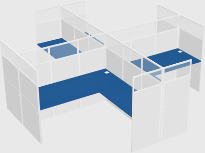 Shared l-shaped cubicles