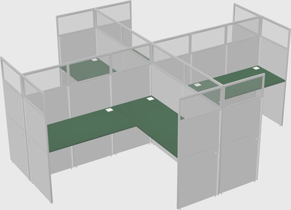 Shared l-shaped cubicles