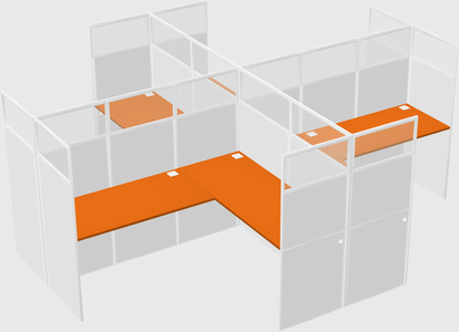 Shared l-shaped cubicles