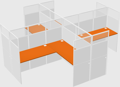 Shared l-shaped cubicles