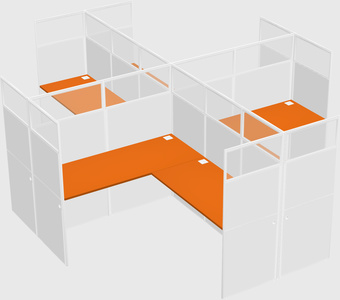 Shared l-shaped cubicles