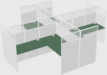 Shared l-shaped cubicles