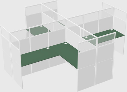 Shared l-shaped cubicles