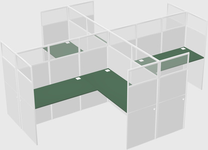Shared l-shaped cubicles