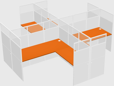 Shared l-shaped cubicles