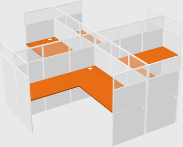 Shared l-shaped cubicles