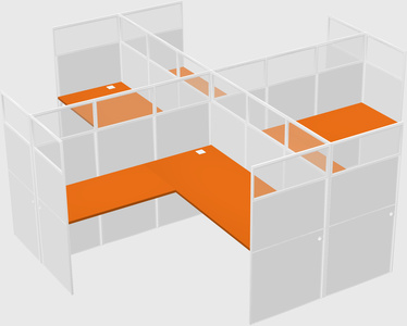Shared l-shaped cubicles
