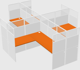 Shared l-shaped cubicles