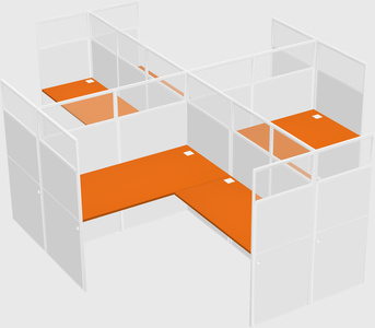 Shared l-shaped cubicles