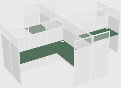 Shared l-shaped cubicles