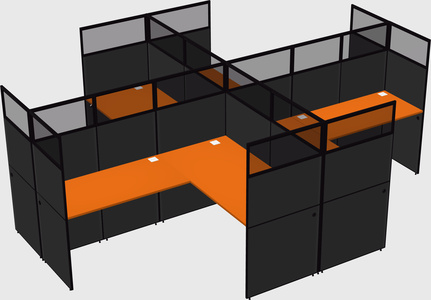 Shared l-shaped cubicles