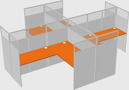 Shared l-shaped cubicles
