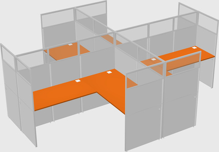 Shared l-shaped cubicles