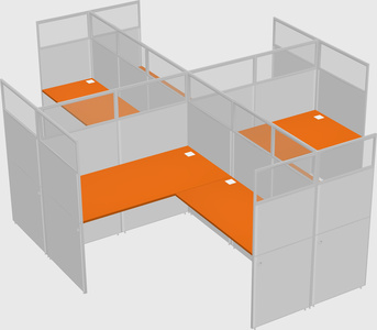 Shared l-shaped cubicles