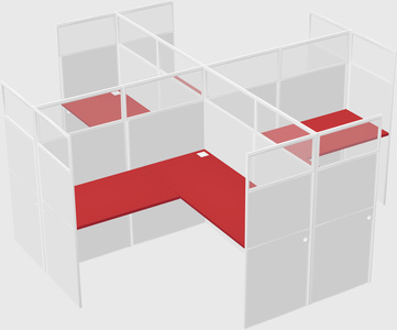 Shared l-shaped cubicles