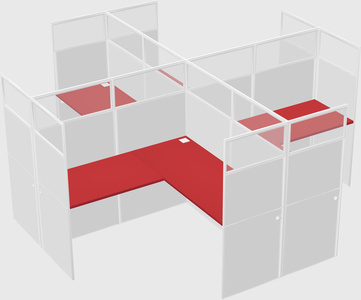 Shared l-shaped cubicles