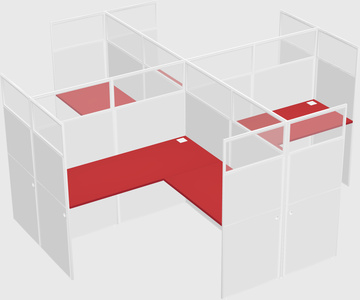 Shared l-shaped cubicles