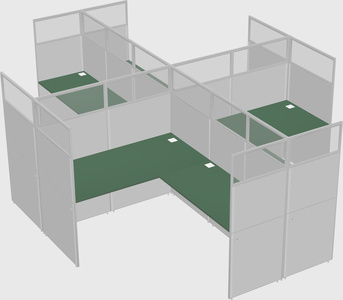 Shared l-shaped cubicles