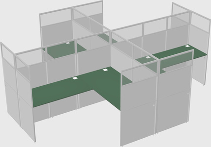 Shared l-shaped cubicles