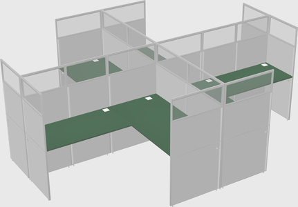 Shared l-shaped cubicles