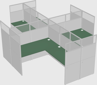 Shared l-shaped cubicles