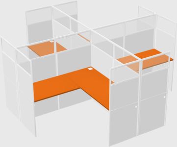 Shared l-shaped cubicles