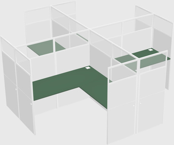 Shared l-shaped cubicles