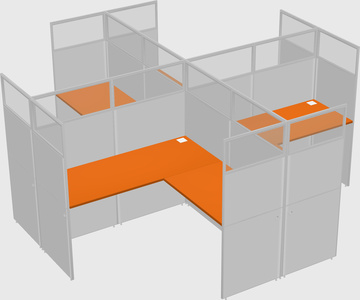Shared l-shaped cubicles